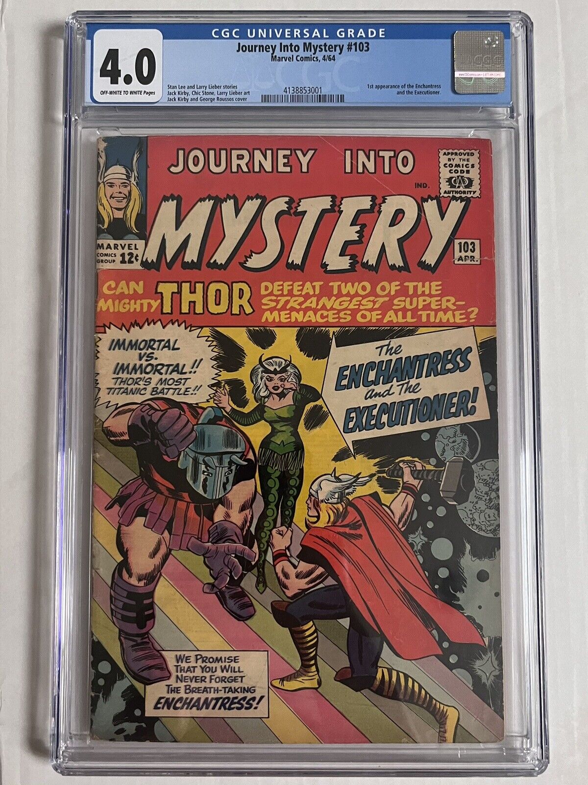 JOURNEY INTO MYSTERY #103 (1964) CGC 4.0 1st App. of Enchantress & Executioner.