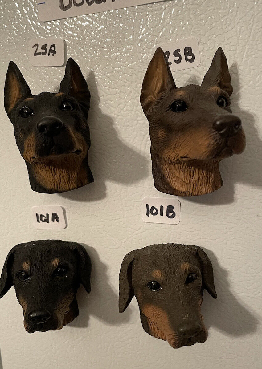 Cropped Uncropped Doberman Dog Resin Magnet, Conversation Concepts Black Brown
