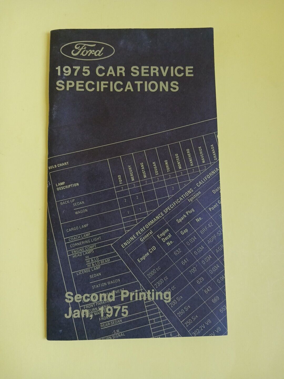 Vintage Antique Ford 1975 Car Service Specifications Manual 2nd Printing