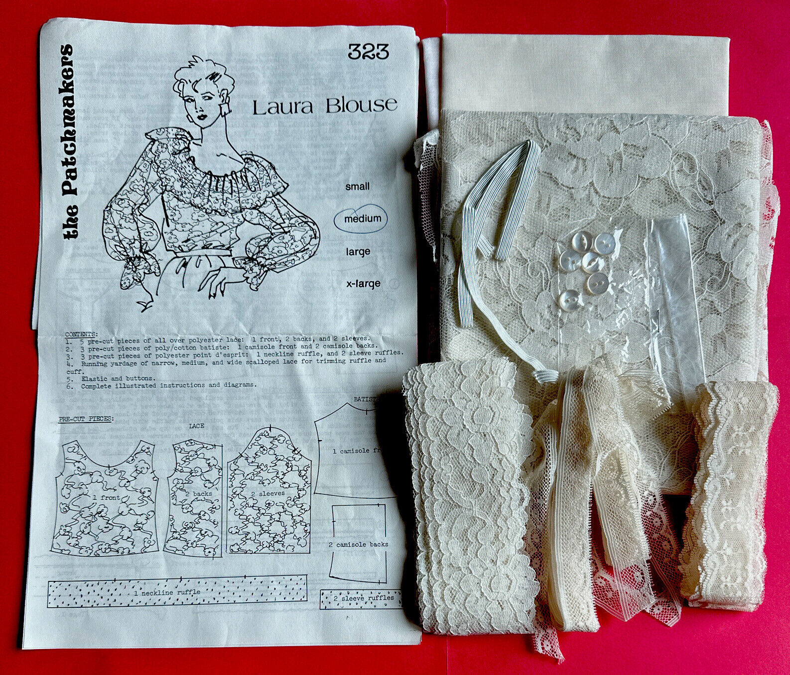 Vintage Gunne Sax Style Lace Blouse Kit Patchmakers 323 Ivory Med Pre-Cut