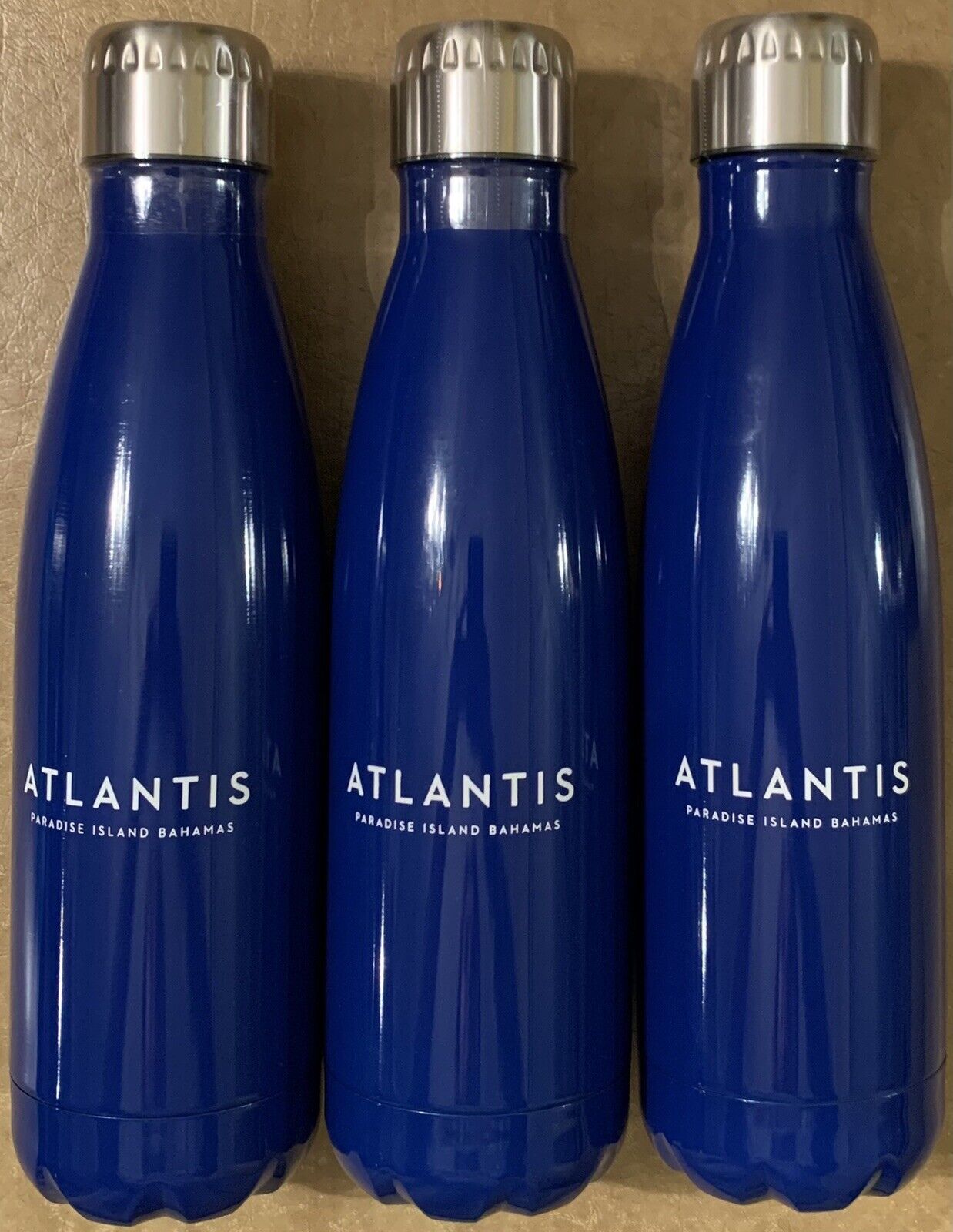 Atlantis Paradise Island Bahamas Blue Project Foundation 3 Metal Water Bottles