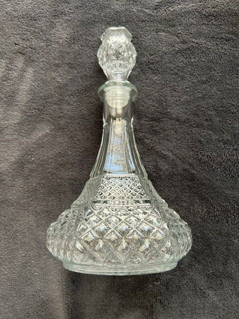 Vintage Clear Glass Decanter with Stopper