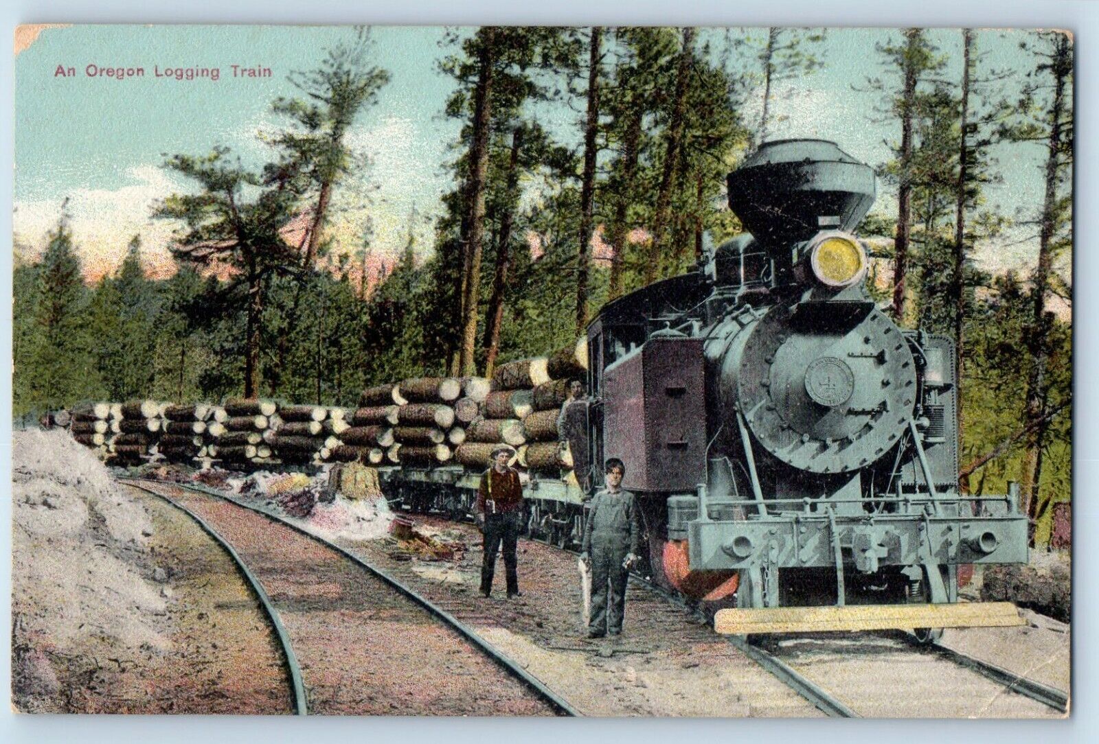 c1910\'s Postcard An Oregon Logging Train Railroad Unposted Antique