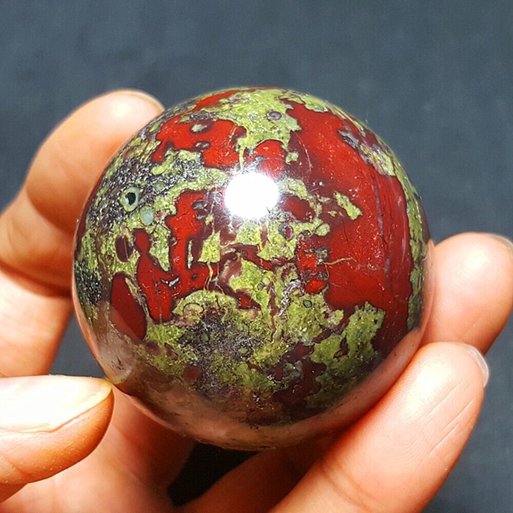 HOT174.7g 48mm Natural Dragon Blood Stone Jasper Crystal Ball 31A18