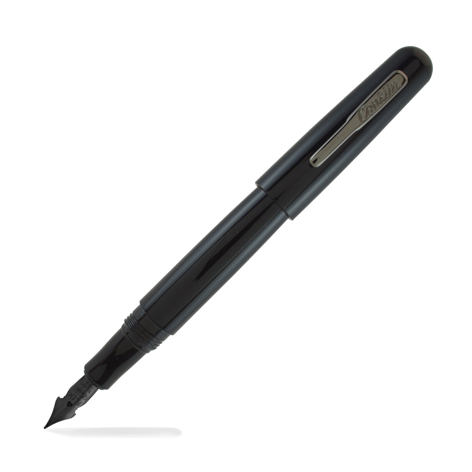 Conklin All American Fountain Pen - Raven Black - Omniflex Nib - New in Gift Box