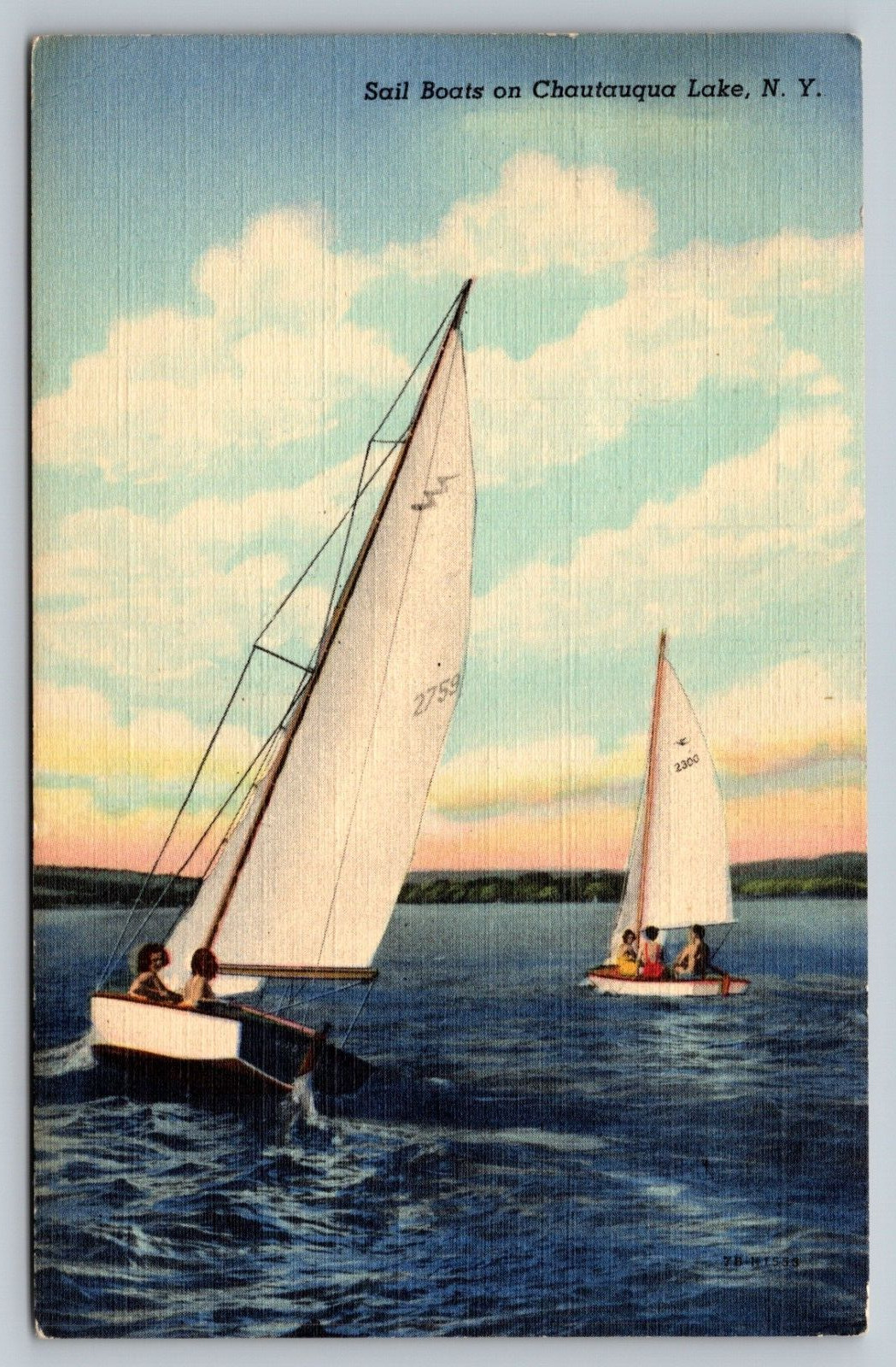 Chautauqua Lake NY-New York, Sailing On The Lake, Boats Vintage Postcard