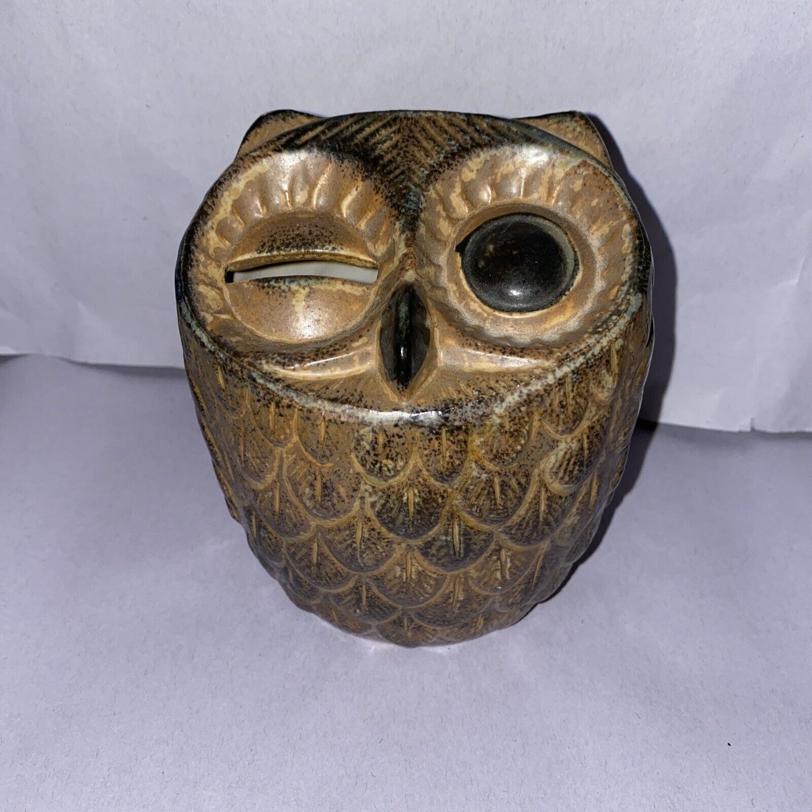 Vintage Saltoro Sherpi Standing Ceramic Owl Bank - Japan