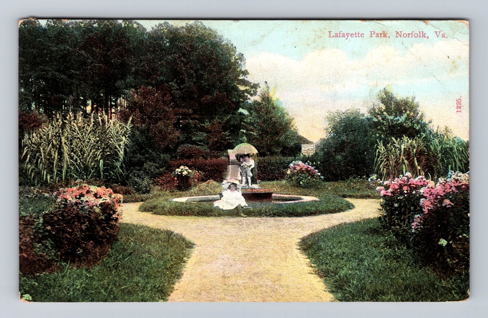Norfolk VA-Virginia, Lafayette Park, Antique, Vintage c1909 Souvenir Postcard