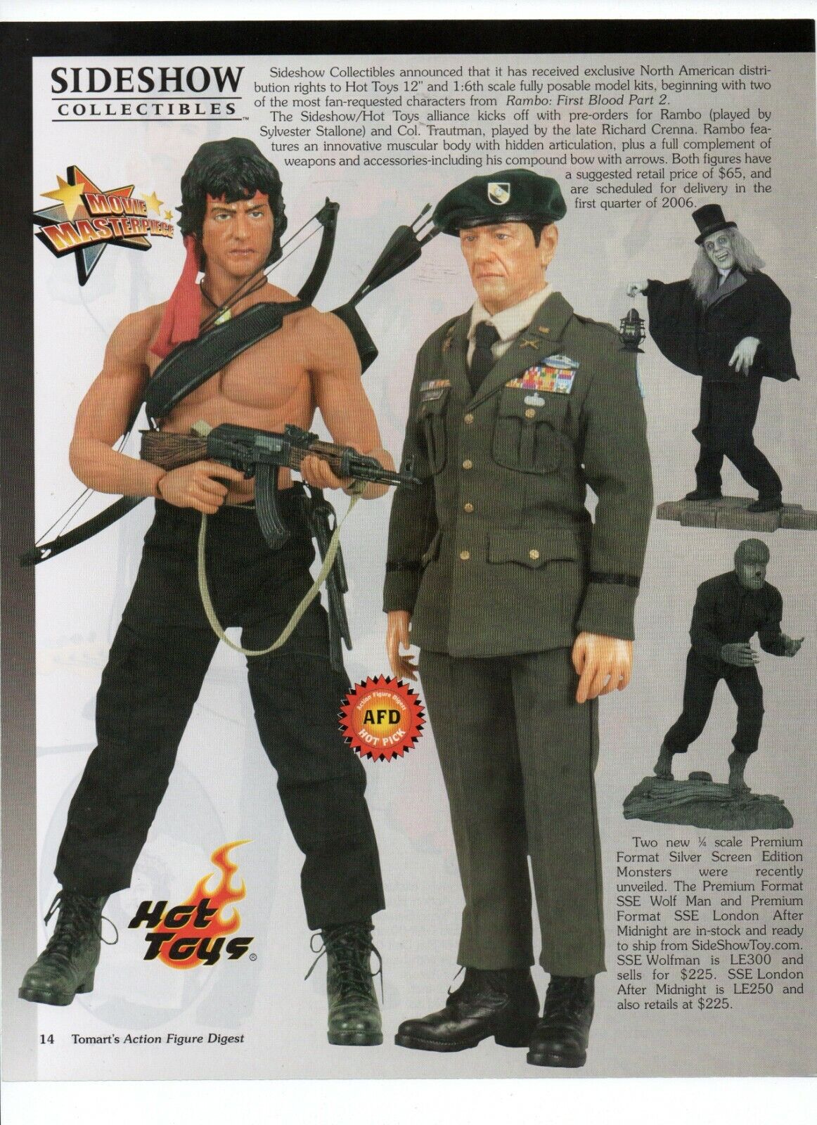 Rambo First Blood II Action Figures - Vintage 2006 Toys Print Ad Col. Trautman