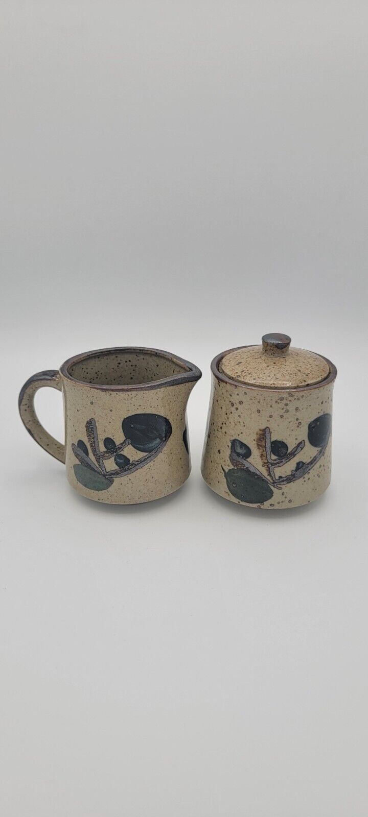 Vintage Creamer and Sugar Bowl Japanese Stoneware Otagiri style Coffee Accessory