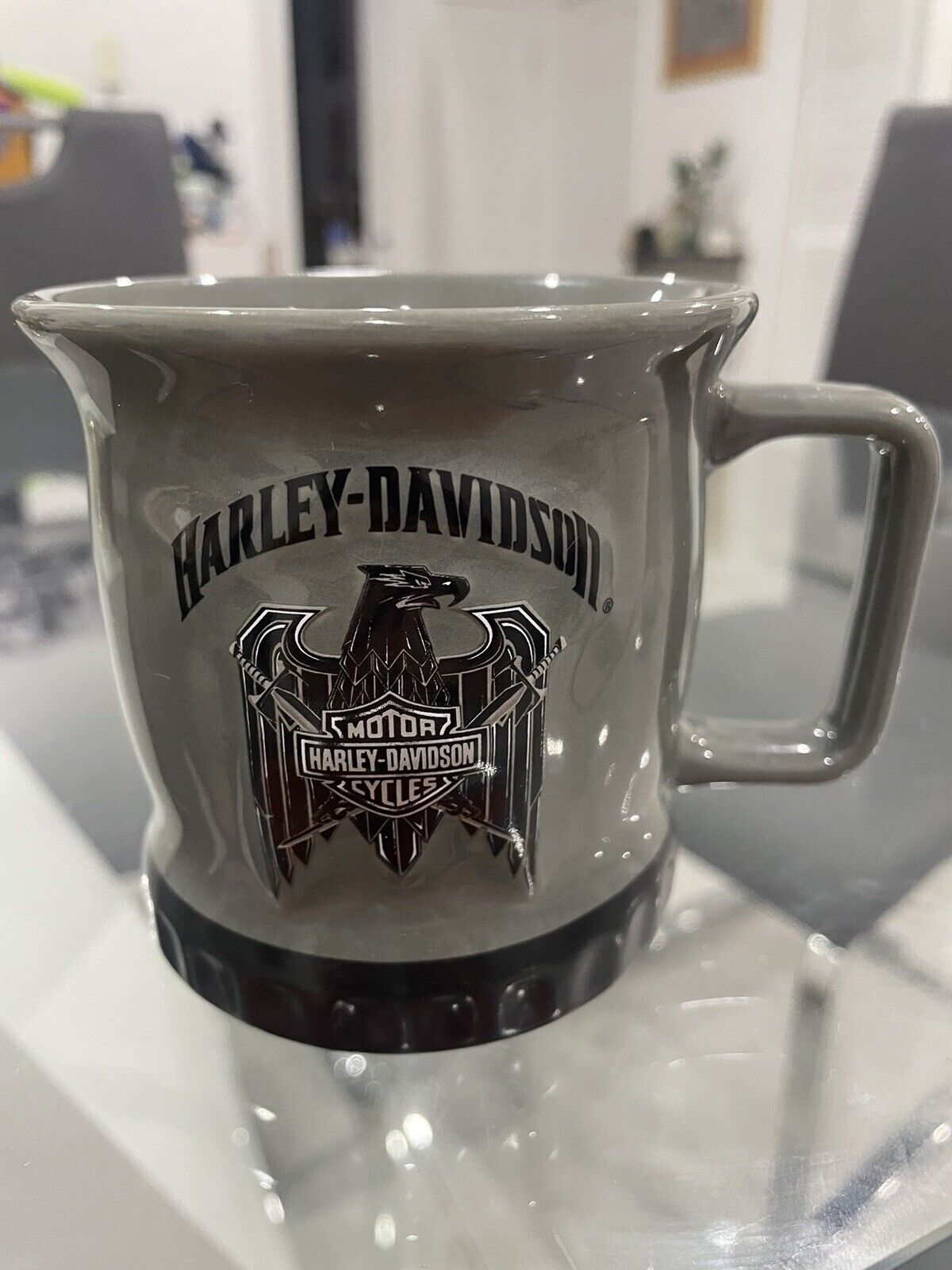 Rare Harley Davidson Silver / Gray Mug, Black Logo 2008