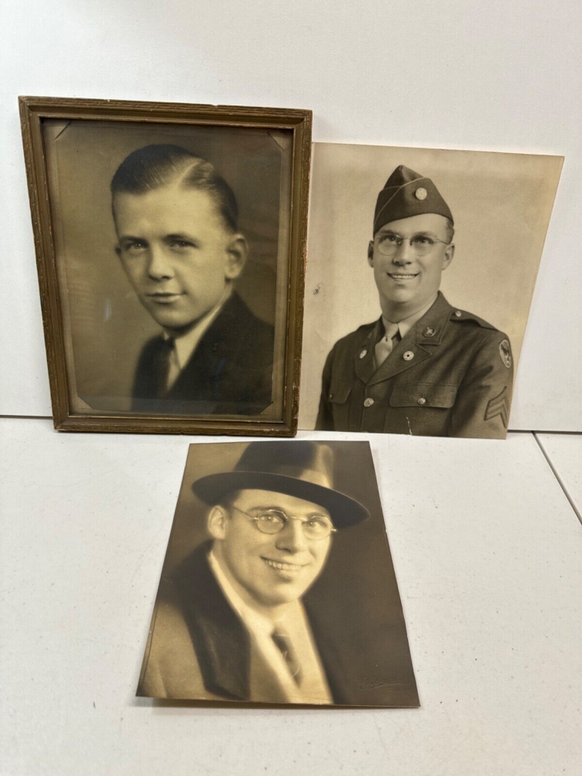 3 portraits vintage one with soldier