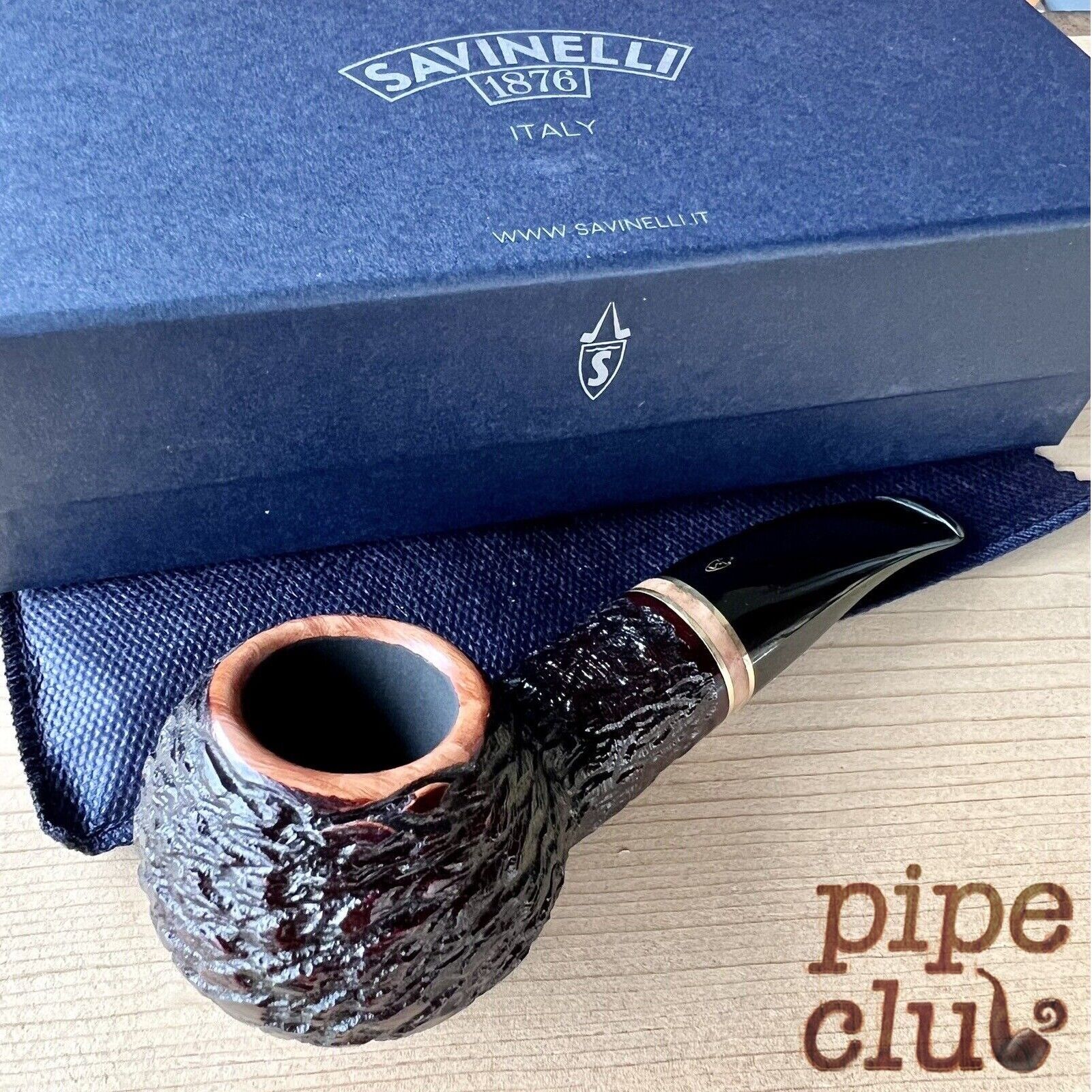 Savinelli Porto Cervo Rusticated Author (320 KS) 6mm Filter Tobacco Pipe - NEW