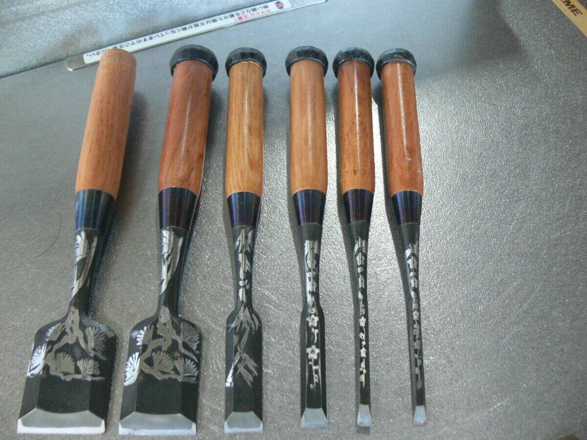Japanese Vintage Chisel 6set Nomi made by famous blacksmith All tomihiro /f24y