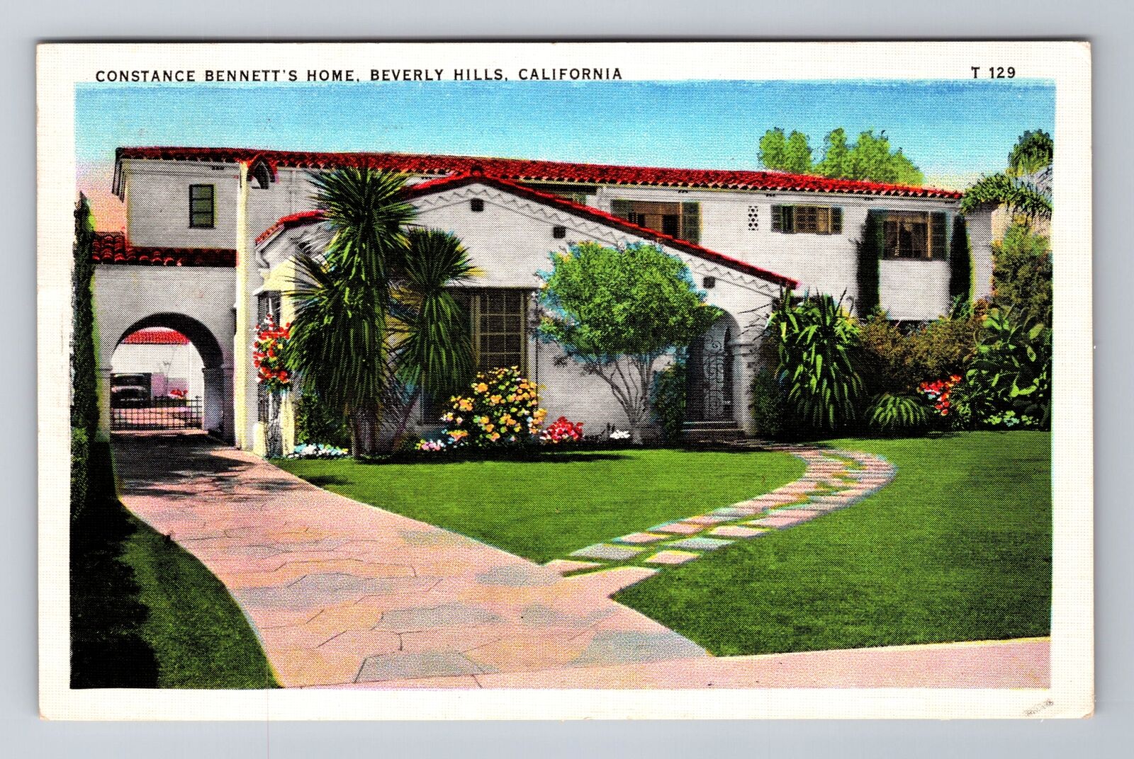 Beverly Hills CA-California, Constance Bennett\'s Home, Vintage c1935 Postcard
