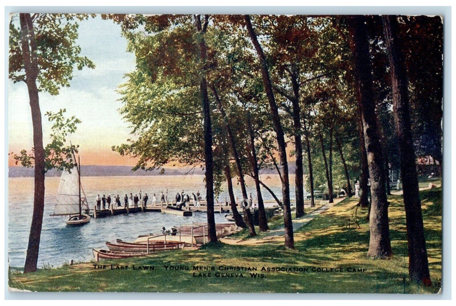 c1910 East Lawn Young Men\'s Christian Association Lake Geneva Wisconsin Postcard