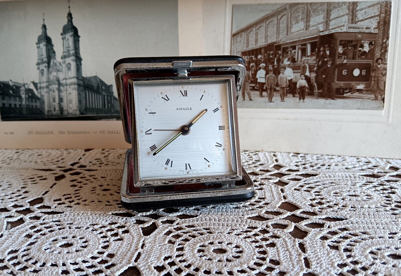 Vintage alarm clock, Kienzle, travel, mechanical, wind up clock, Germany