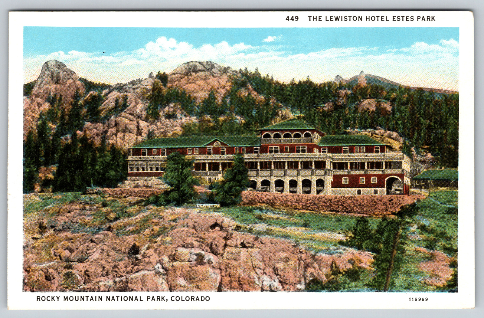c1930s Lewiston Hotel Estes Park Rocky Mountain Colorado Vintage Postcard
