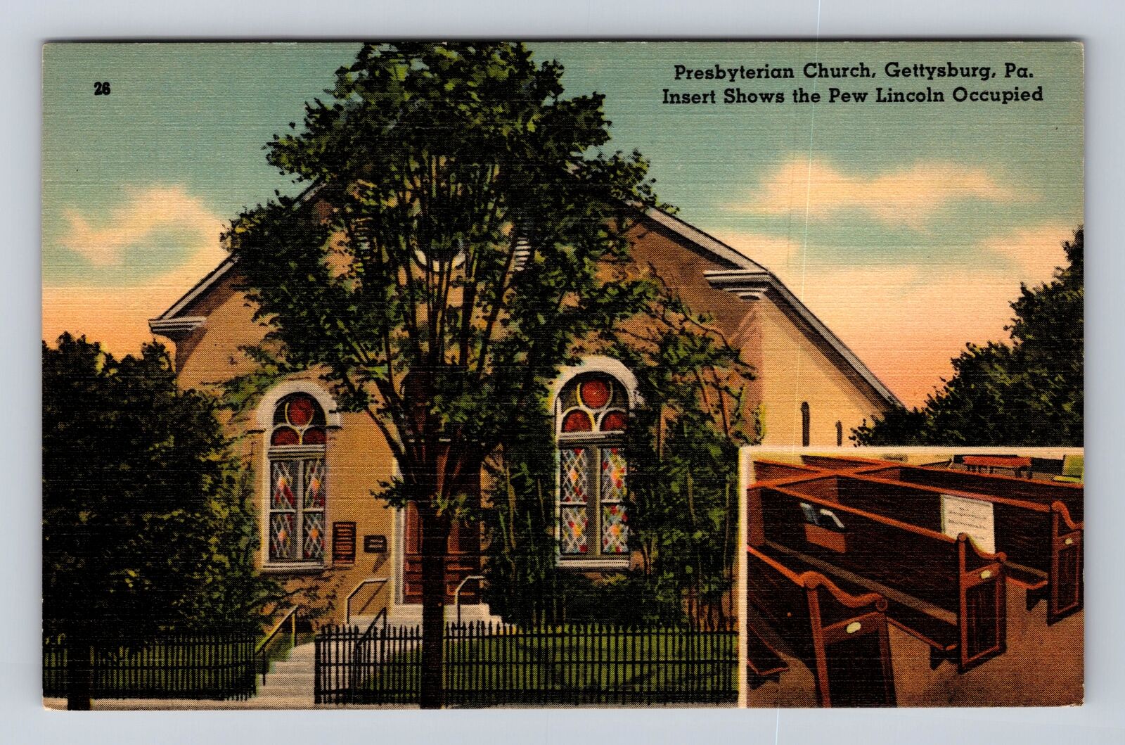 Gettysburg PA-Pennsylvania, Presbyterian Church, Antique, Vintage Postcard