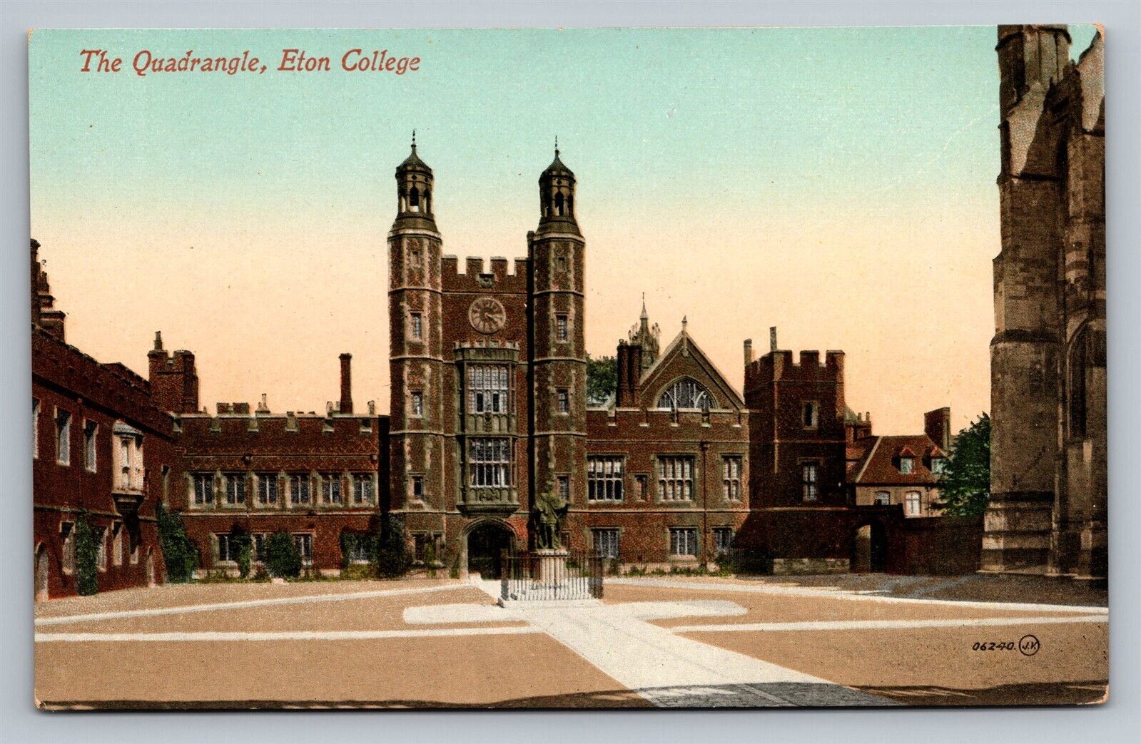 UK Eton College Quadrangle Old Vtg Postcard View Unused