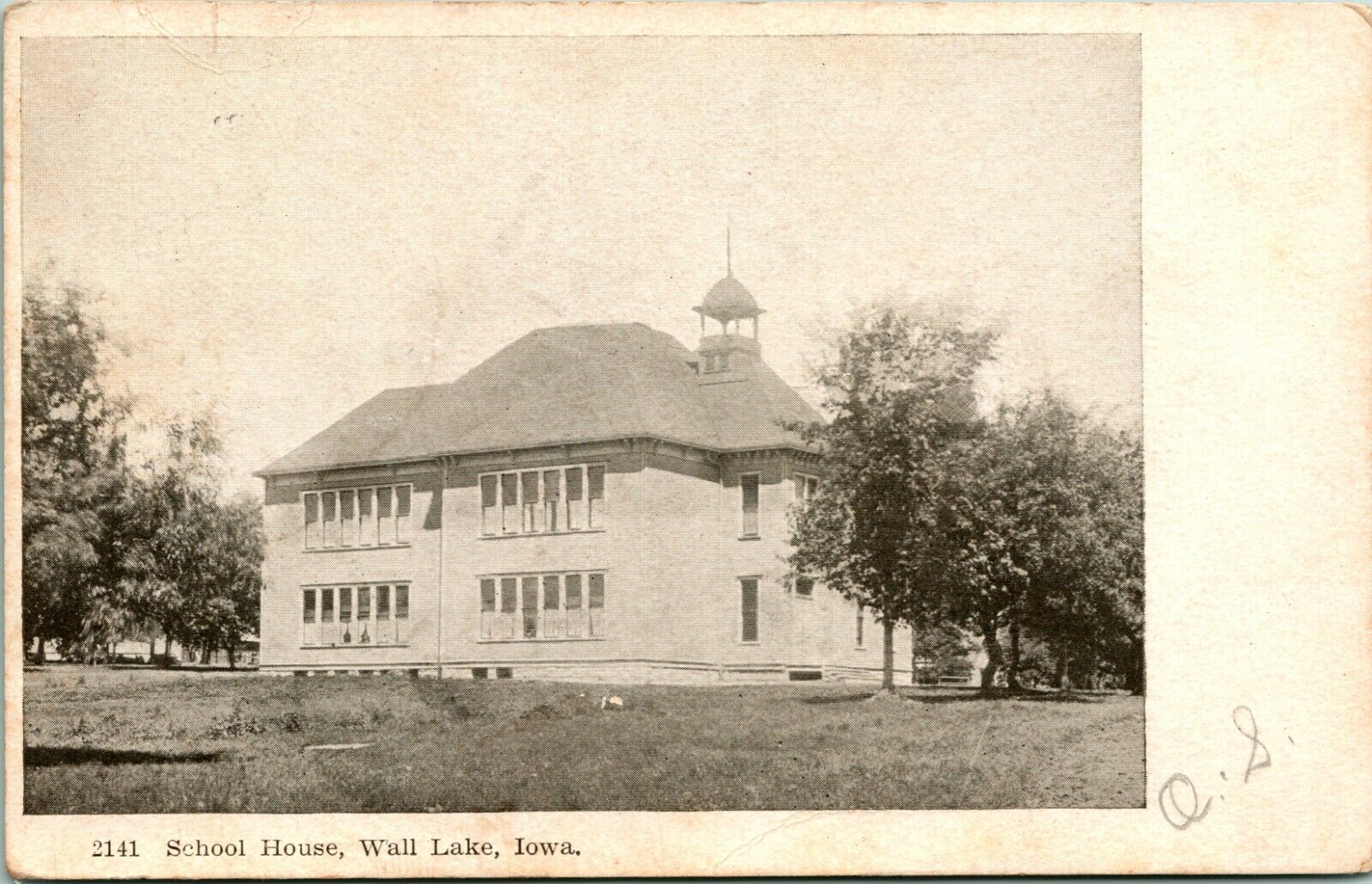 Vintage Postcard  1907 UDB Wall Lake Iowa IA - School House