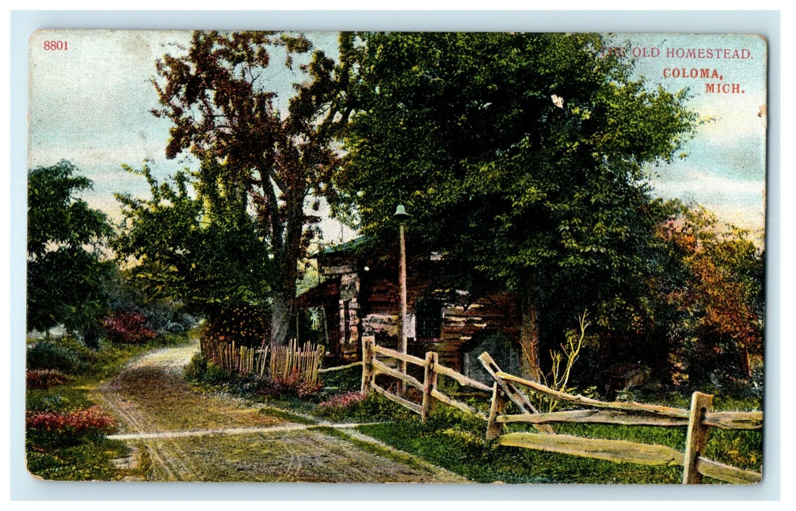 1923 Old Homestead Coloma Michigan MI Posted Antique Postcard