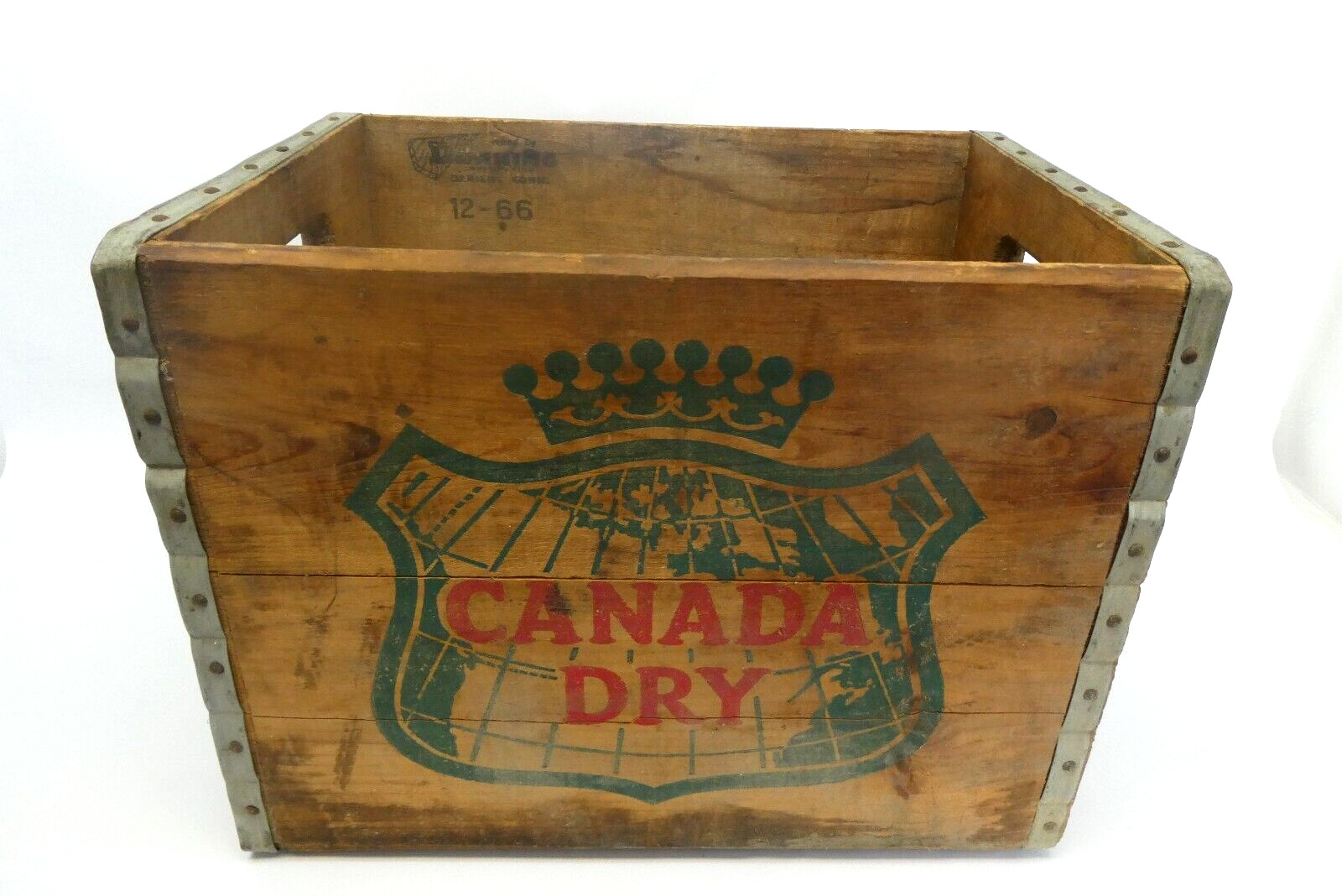 Vintage Wood Metal Reinforced Canada Dry Torrington Conn Shipping Crate Box