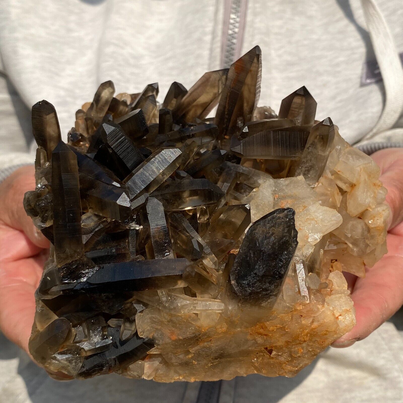 1290g Large Natural Black Smoky Quartz Crystal Cluster Rough Mineral Specimen