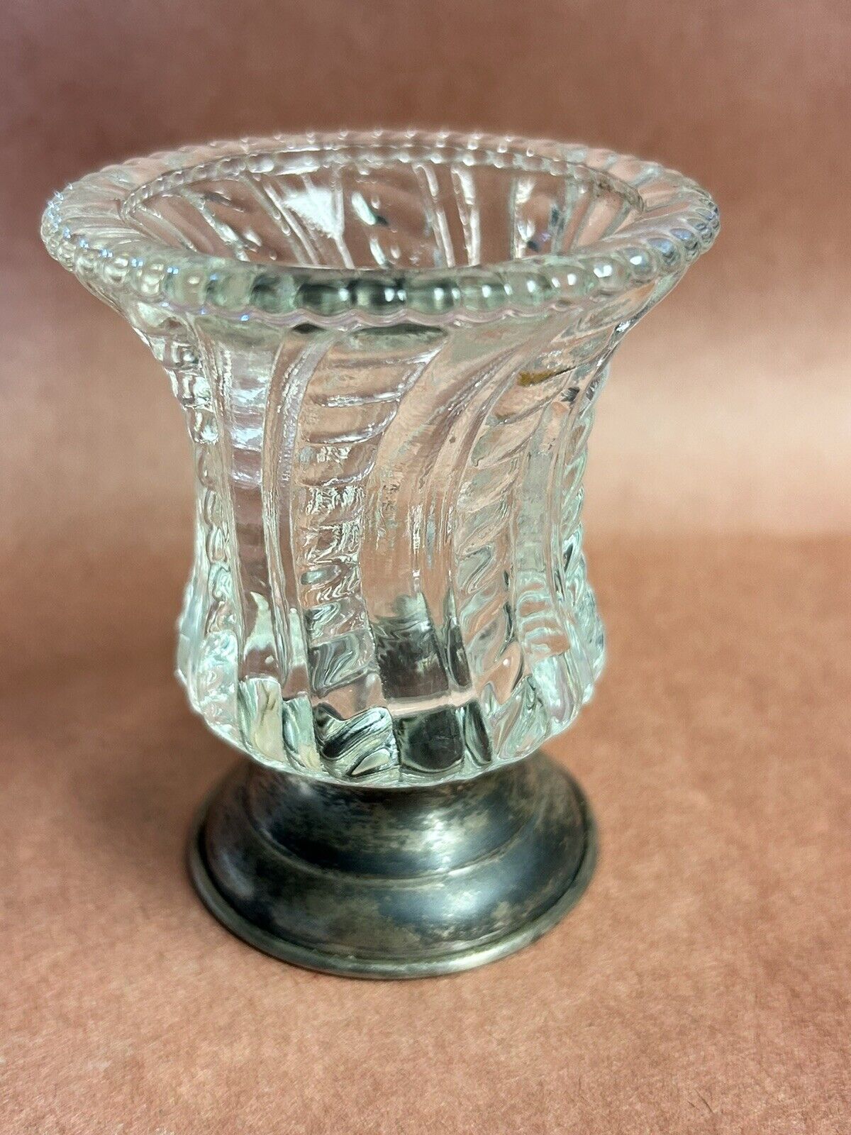 Vintage lead crystal glass candle holder
