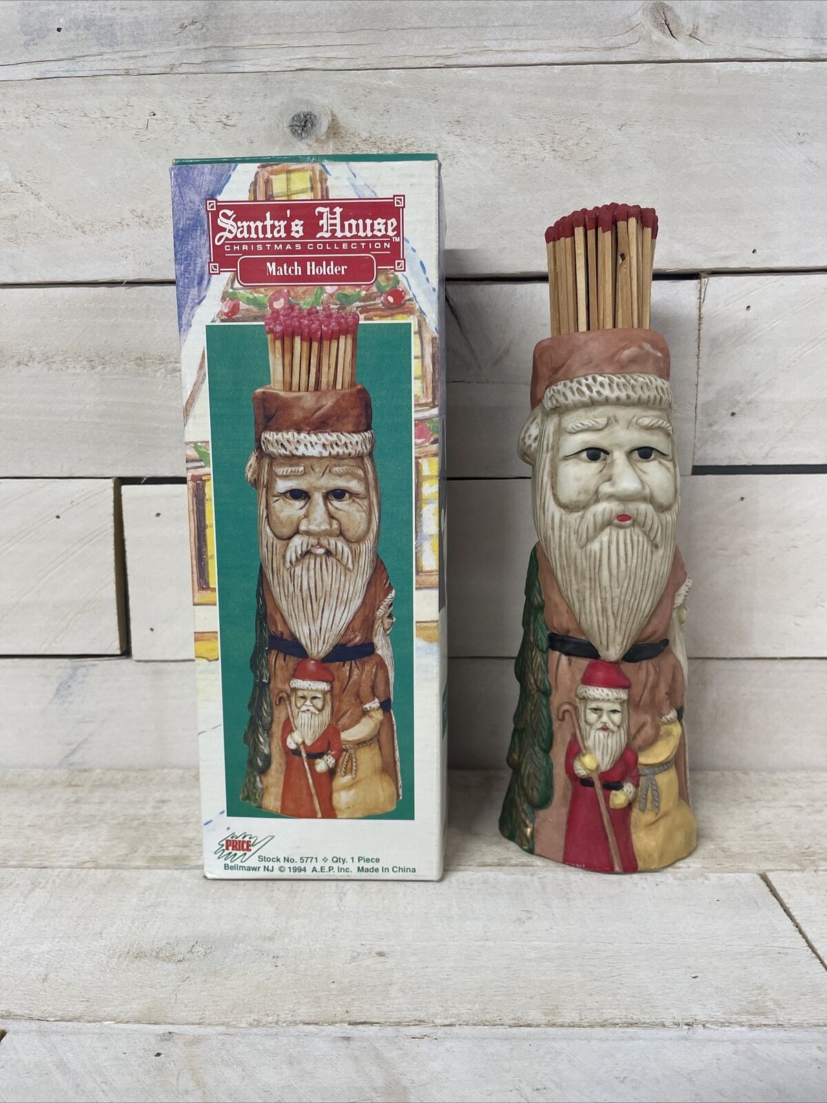 Vintage Price Santas House Christmas Collection Match Holder w/ Matches