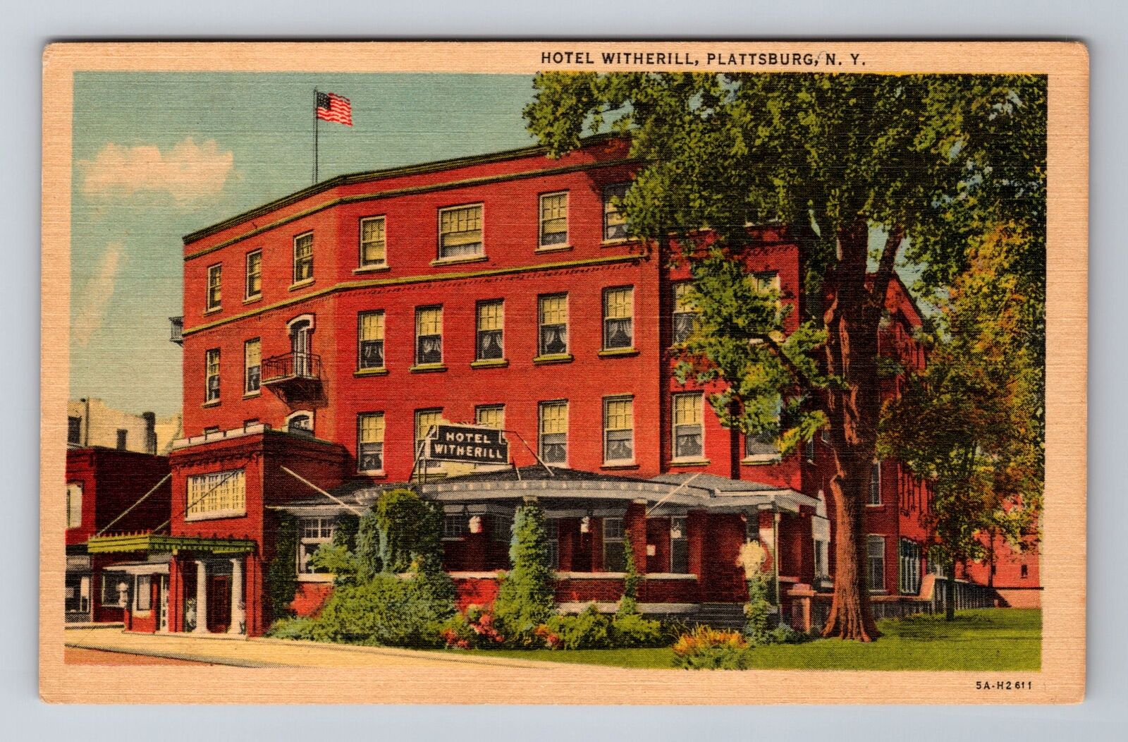Plattsburg NY-New York, Hotel Witherill, Advertising, Vintage Souvenir Postcard