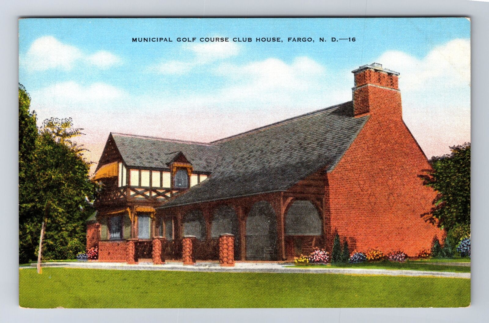Fargo ND-North Dakota, Municipal Golf Course Club House, Vintage Postcard