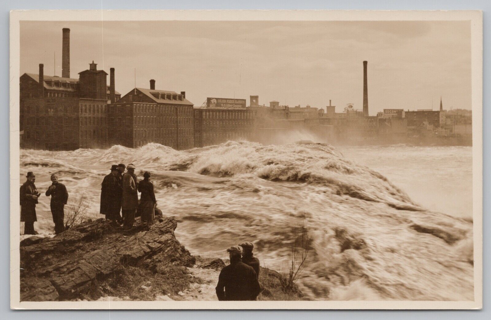 Postcard RPPC Lewiston & Auburn Maine Falls Androscoggin River Spring Flood 1926