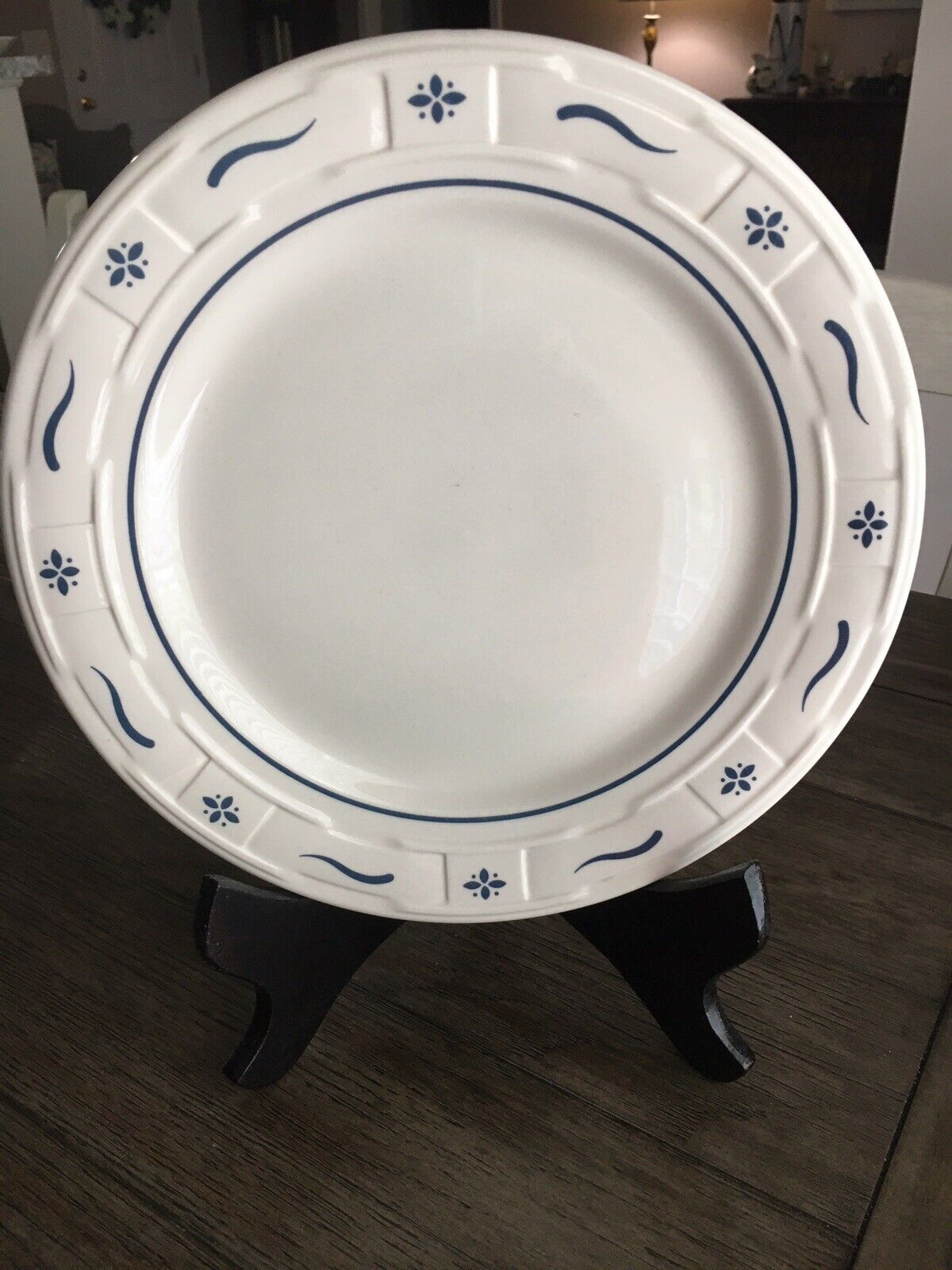 Longaberger Pottery Woven Traditions Classic Blue 10” Plate USA