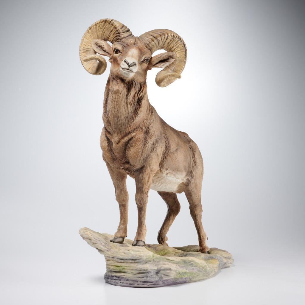 Boehm Bighorn Sheep Ram Bisque Porcelain Large LE Figurine 18.5