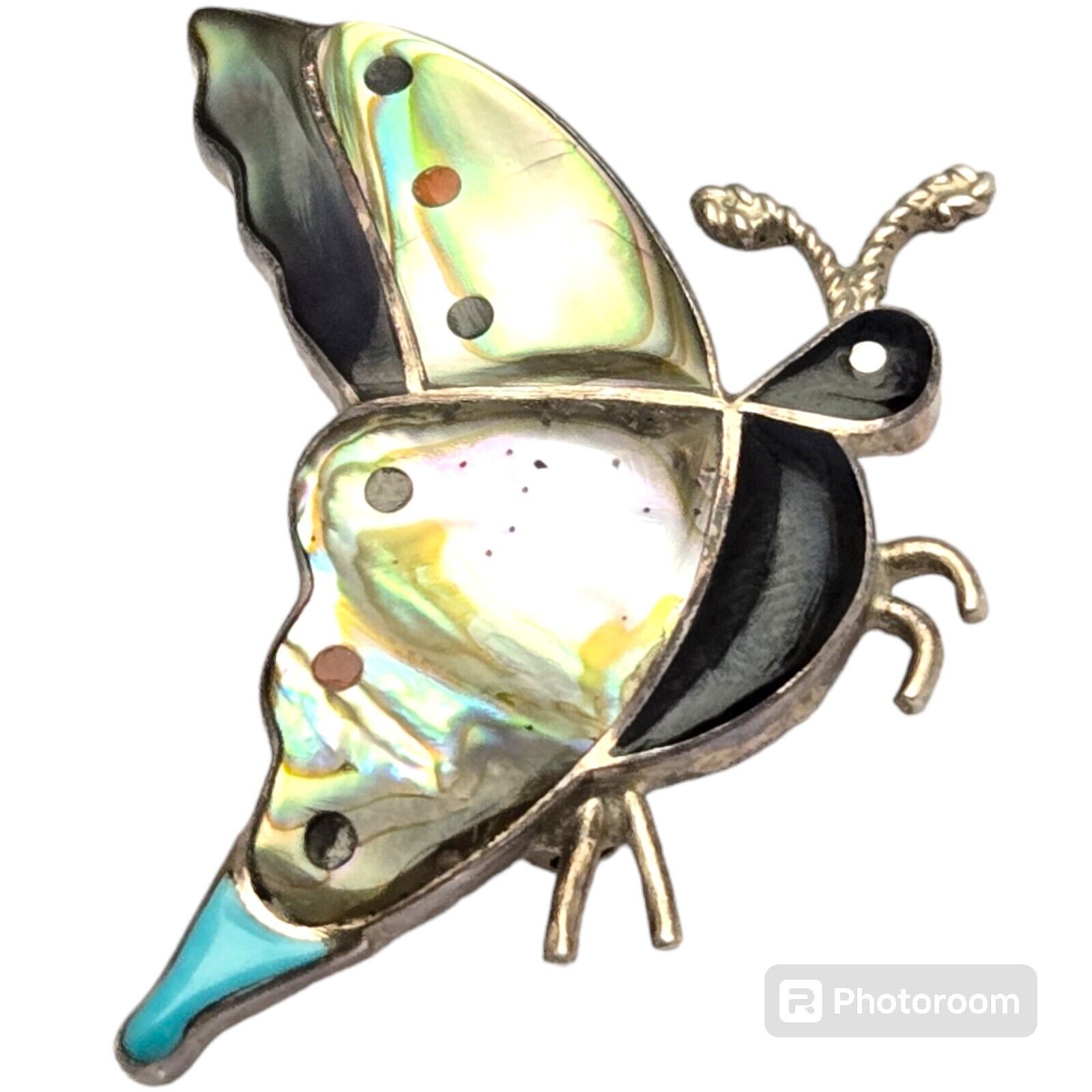 Mesmerizing ZUNI Native American Inlay Butterfly Pendant/Pin by Pasqual Natewa