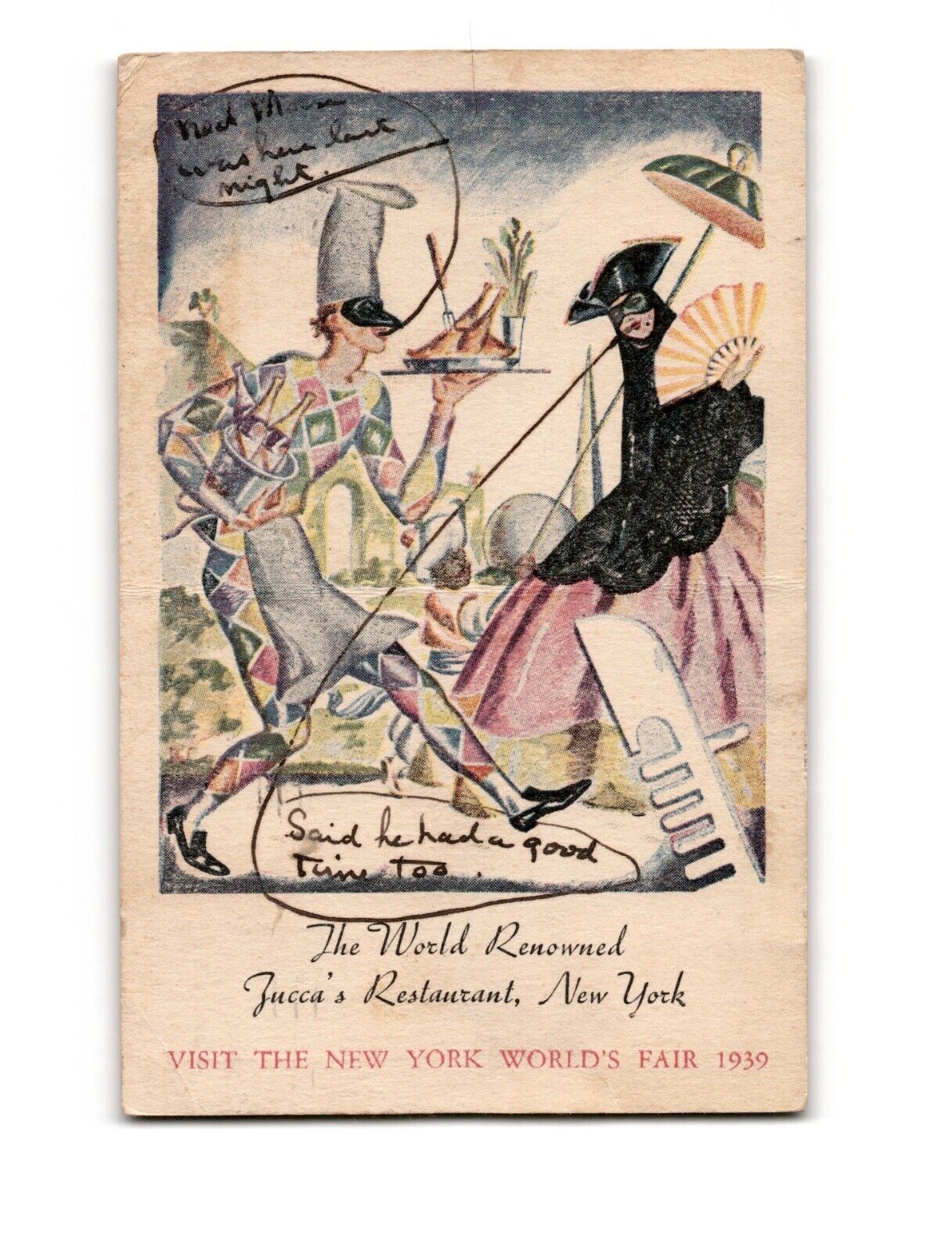 1939 New York World's Fair Vintage Postcard: Zucca's Italian Garden