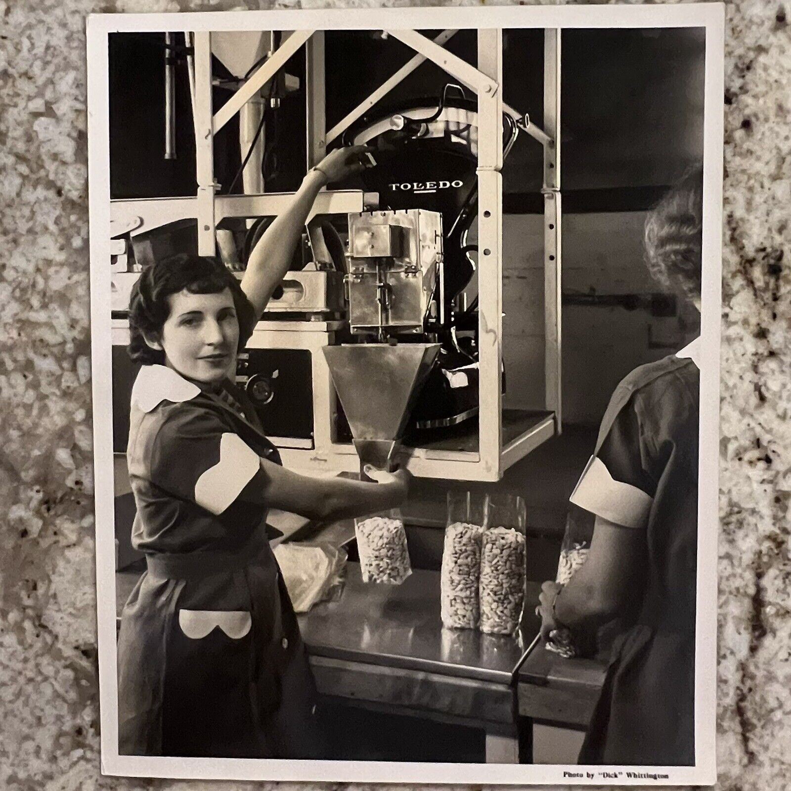 1930's Dick Whittington Photo Los Angeles SoCal Girl Working Peanut Machine