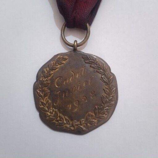 Medal Genuine Old Francophone Cadet Junior 1928 With Ribbon 