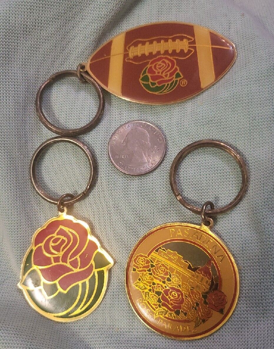 RARE 3 Vintge ROSE PARADE large Collect Keychains 1988 TOURNAMENT of ROSES E 352