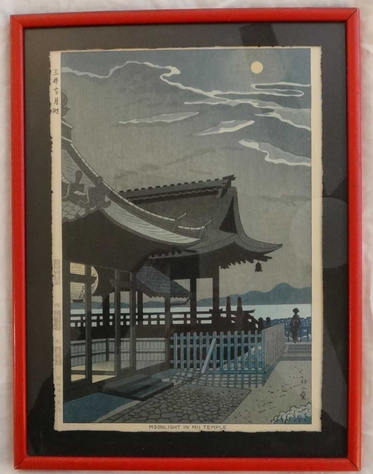 Original Japanese Woodblock Print -Takeji Asano - Moonlight in Mii Temple.