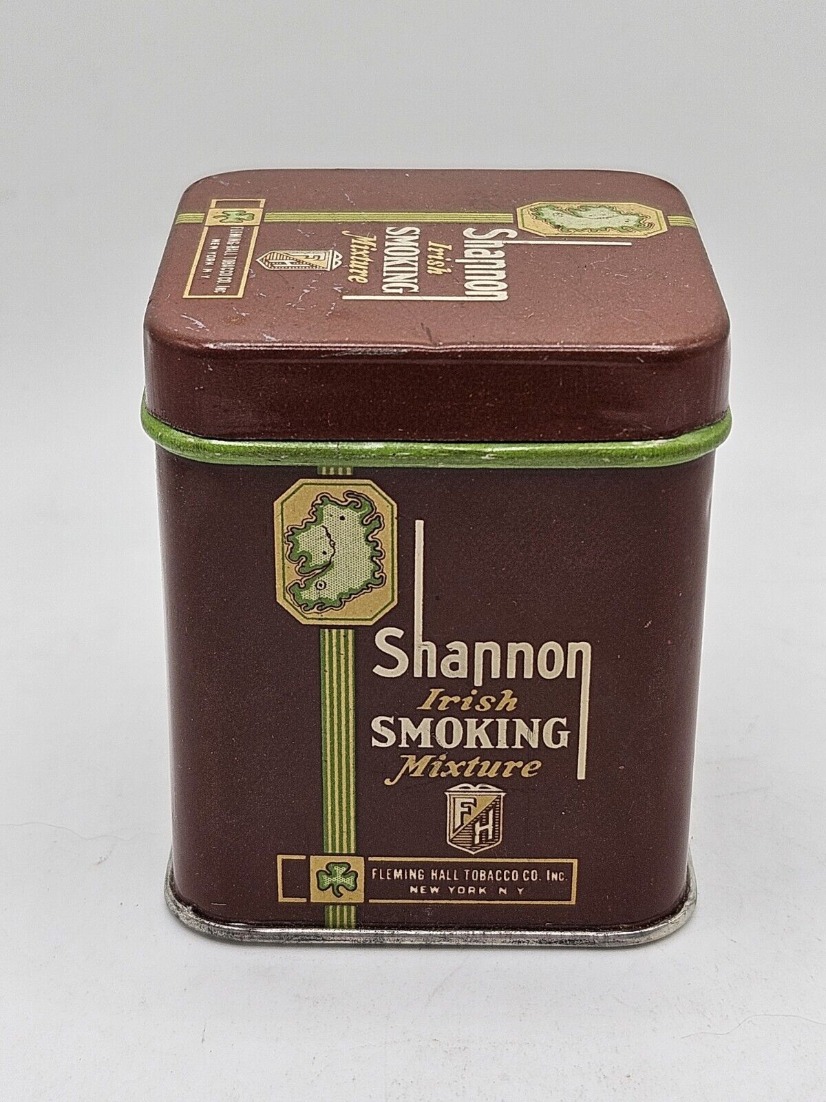 Vintage Shannon Irish Smoking Mixture Tin Fleming Hall Tobacco CO Factory T100 B