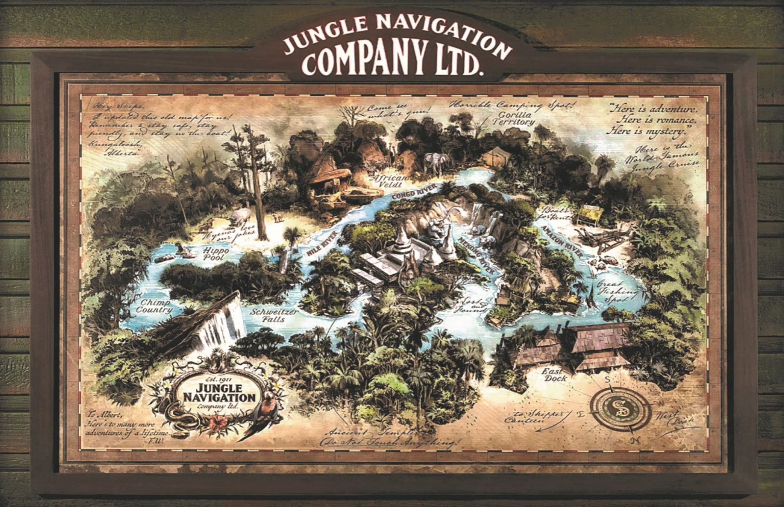 Jungle Cruise Jungle Navigation Company Map Ltd. Poster Print 11x17 Disney
