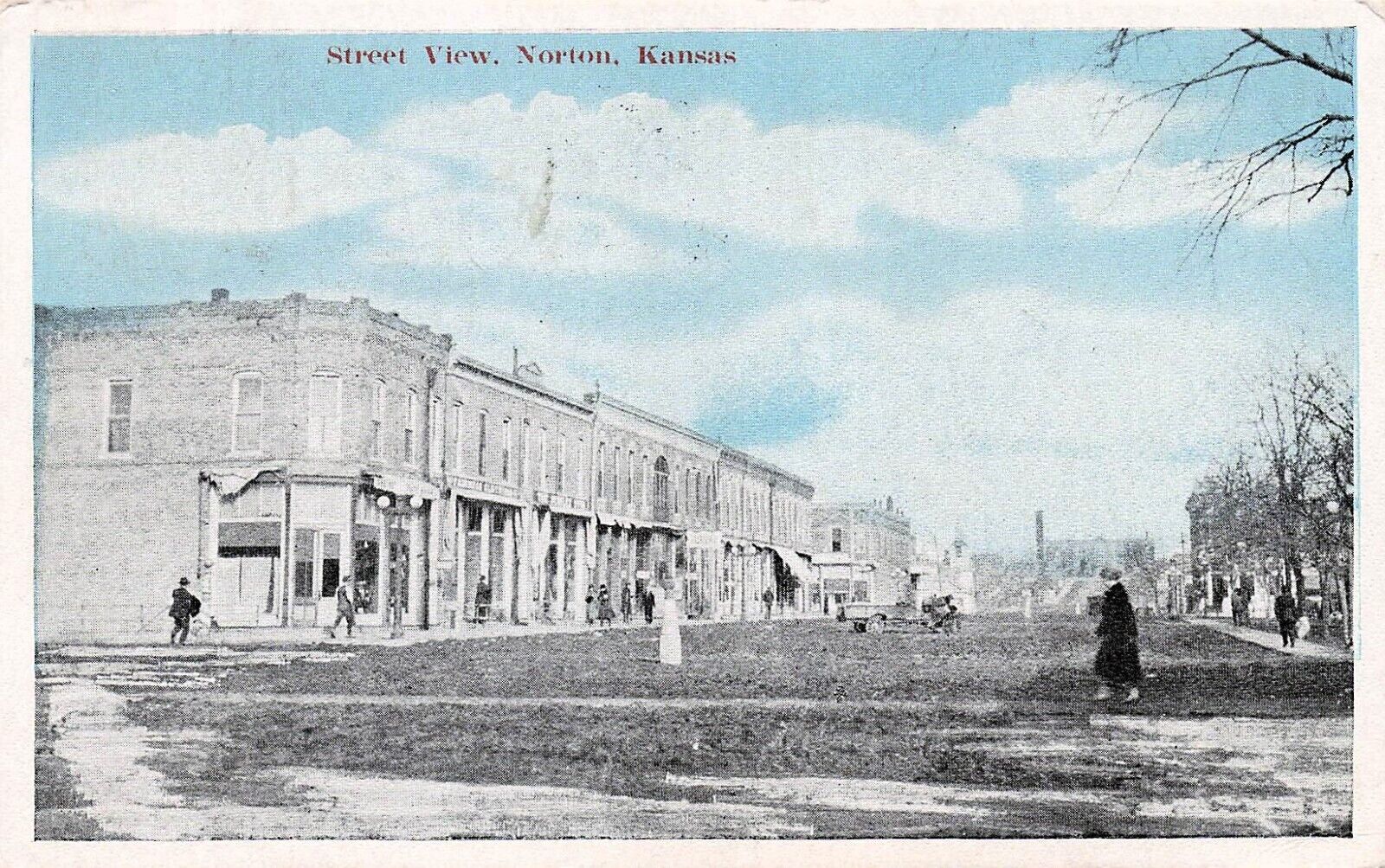 Norton KS Kansas Main Street View c1920 Vtg Postcard D60