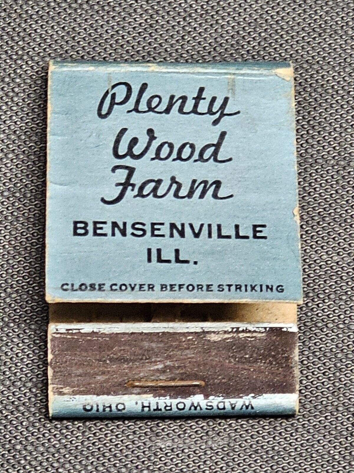 ANTIQUE VINTAGE RARE SMALL Matchbook Cover 1930s 1940s Chicago Plentywood Farm 