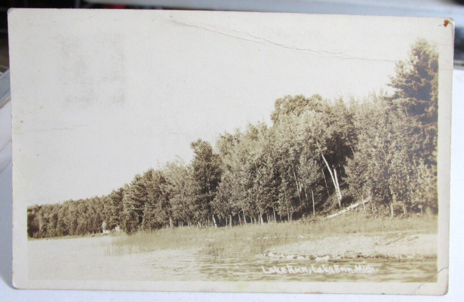 1942 LAKE ANN MICHIGAN Mi., RPPC Real Photo Postcard of Lake Ann Scene Posted