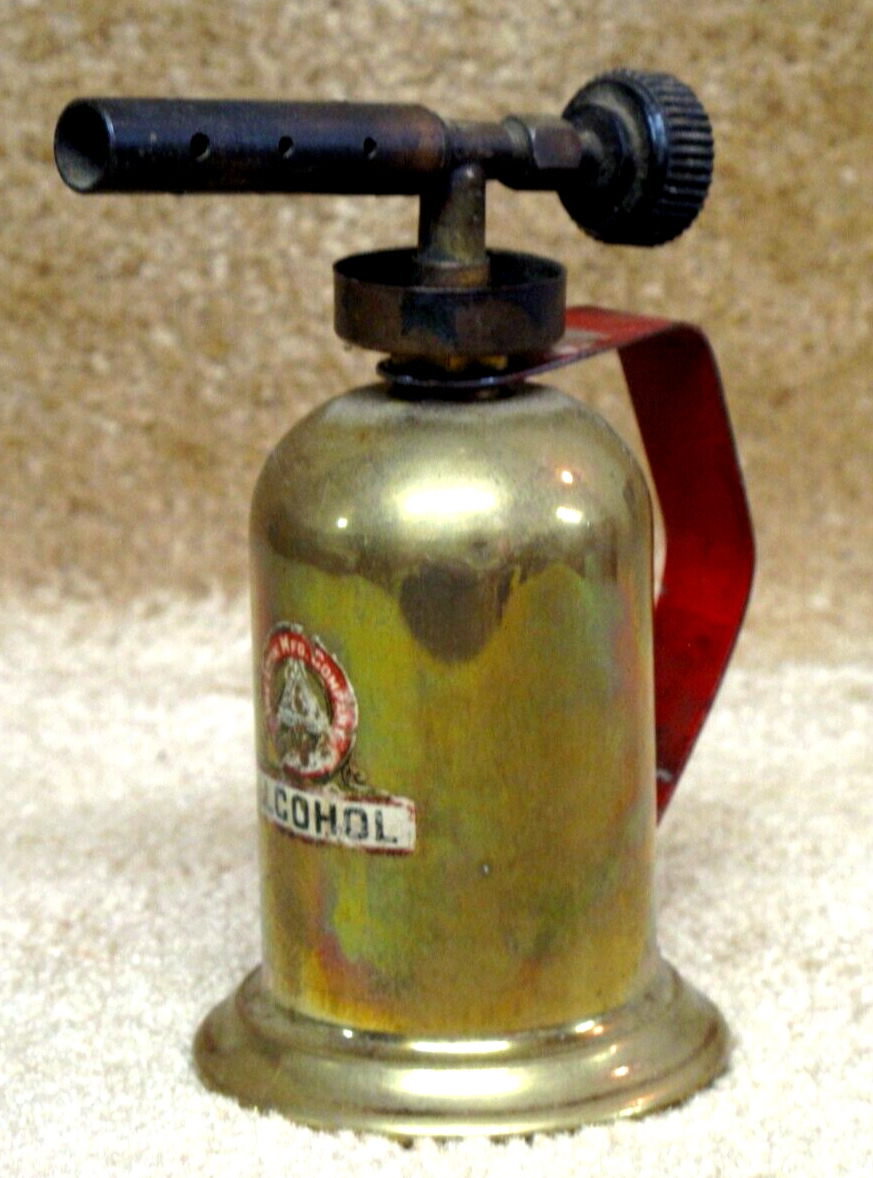 Antique Vintage Brass Lenk Manufacturing Company Alcohol Blow Torch Newton, Mass