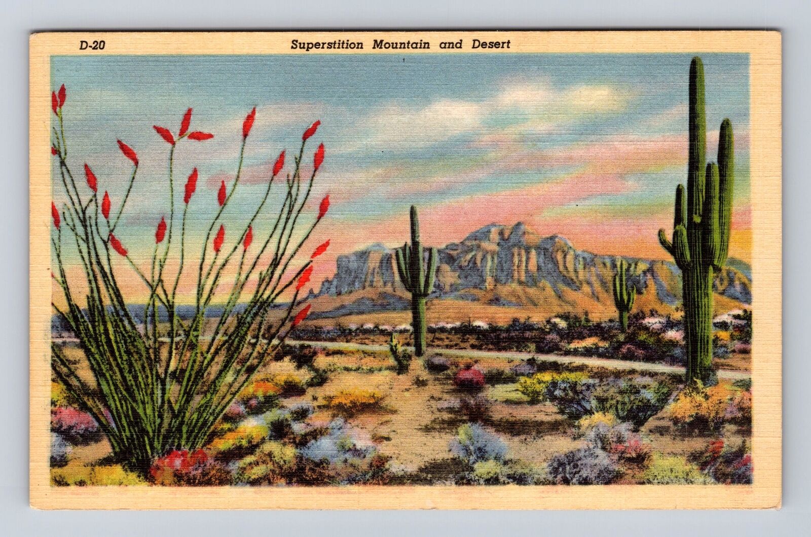 Superstition Mountain AZ-Arizona, Superstition Mt,  Desert Vintage Postcard