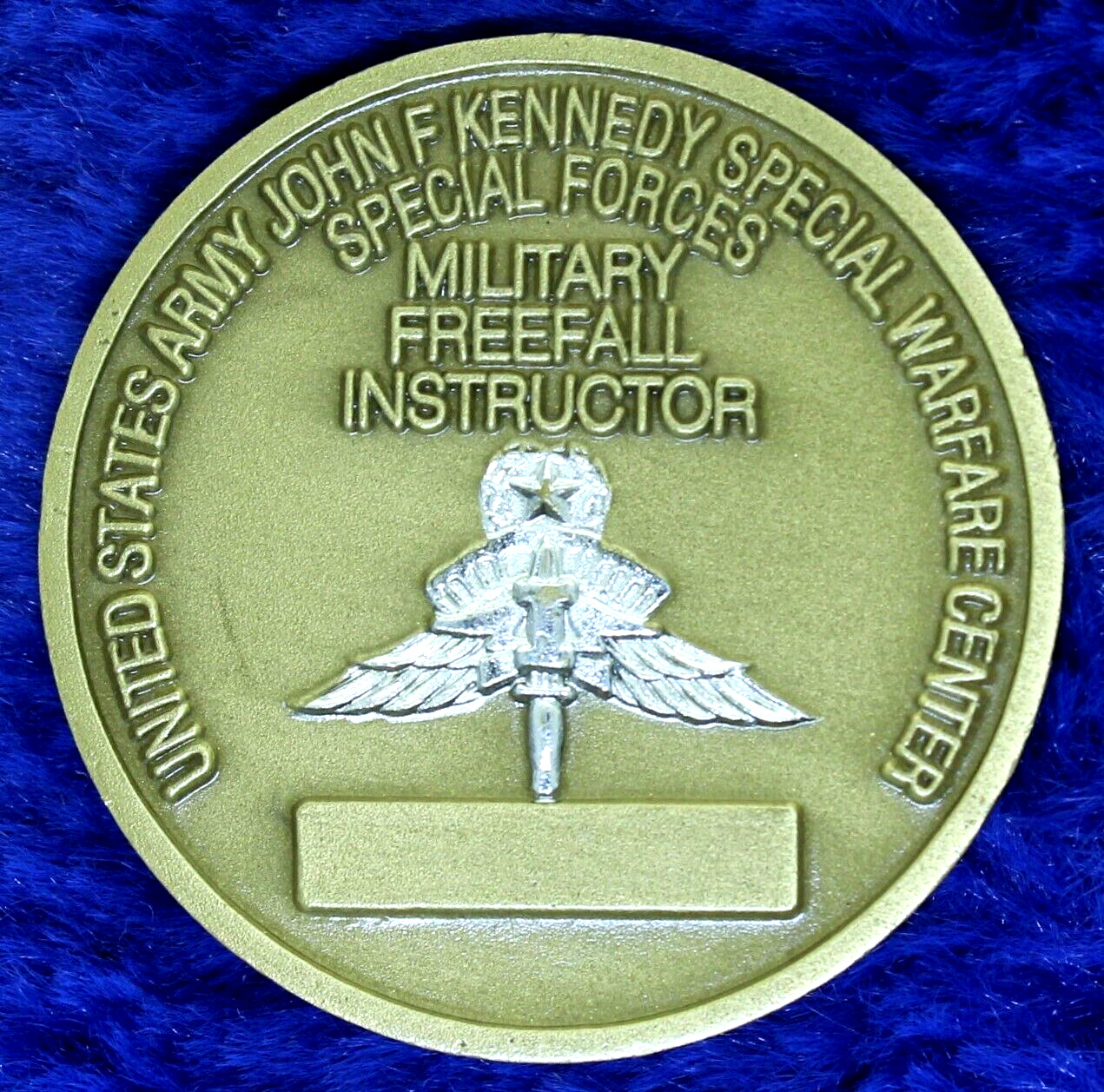US Army JFK Special Warfare Freefall School Instructor Challenge Coin PT12
