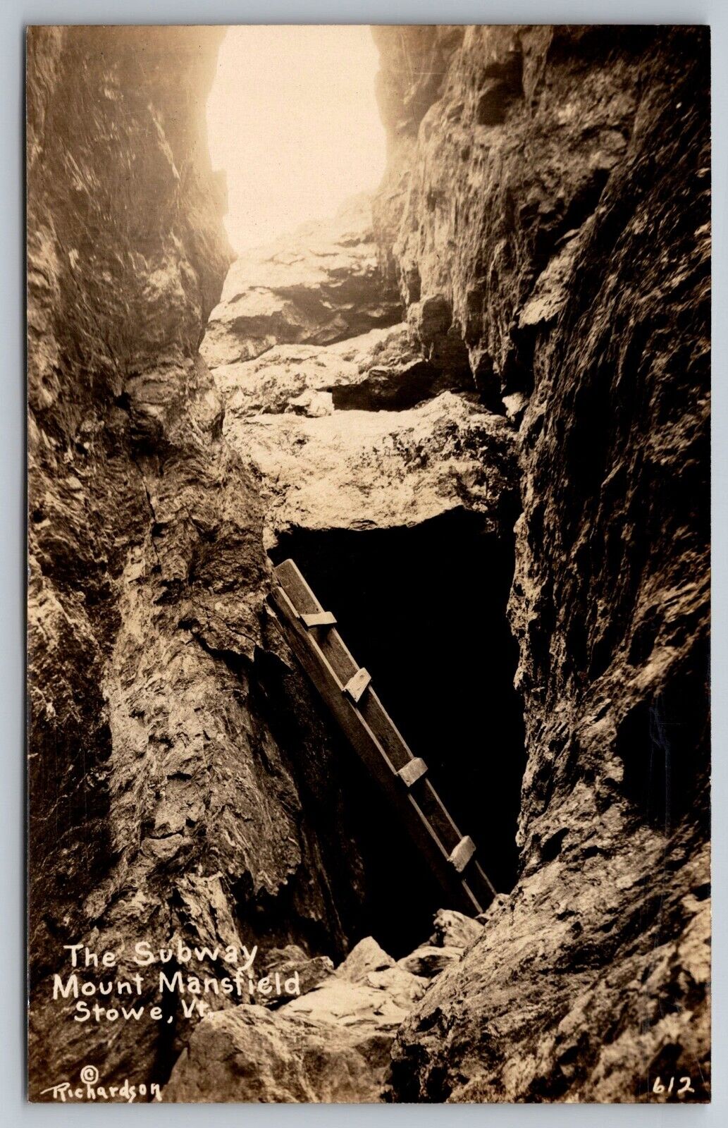 The Subway. Mount Mansfield. Stowe Vermont Real Photo Postcard RPPC